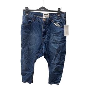 NWT One Teaspoon Sz 26 Drop Crotch Low Waist Bad Seed Kingpins Denim Blue Jeans